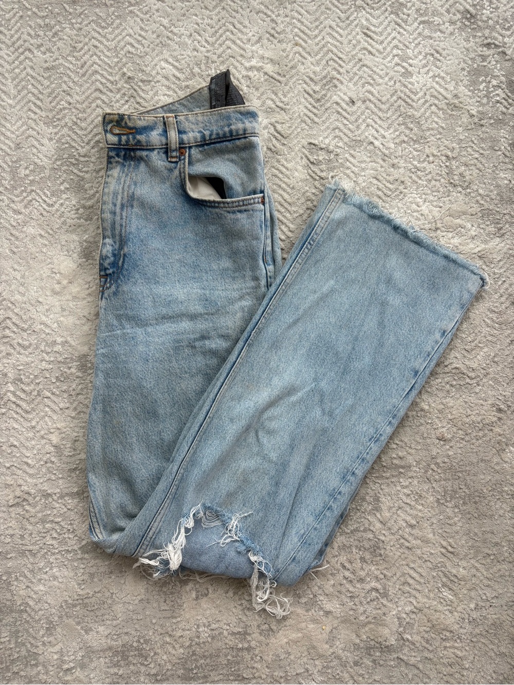 Zara High Rise Full Length Ripped Jeans